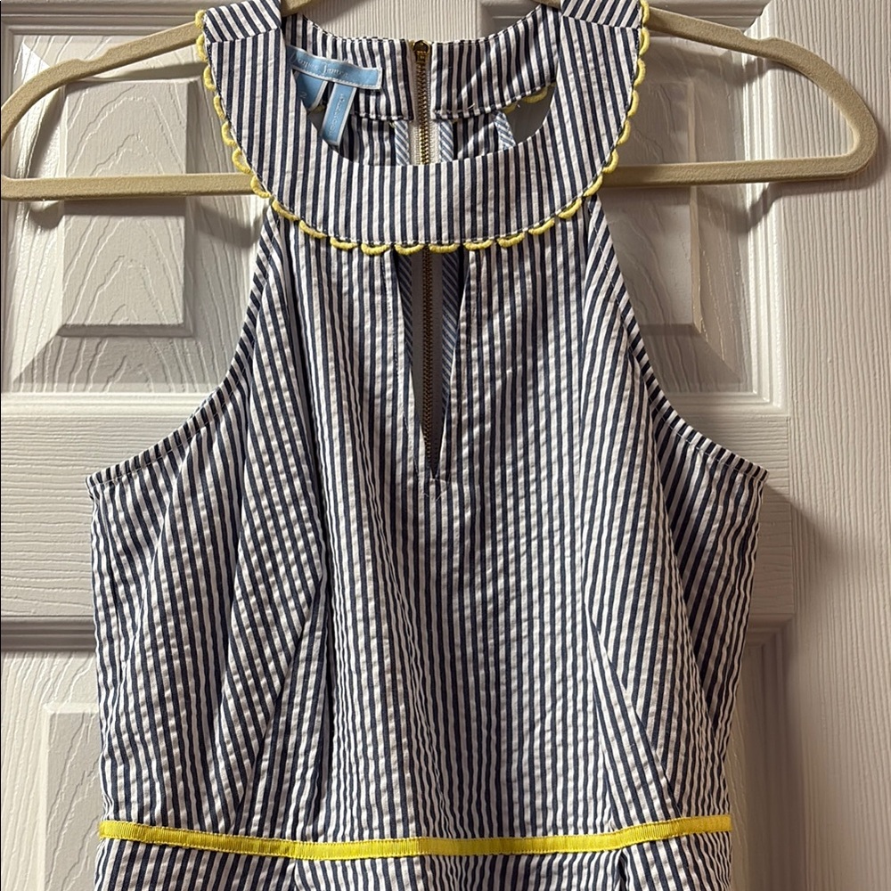 Striped Sleeveless Dress with Yellow Accents